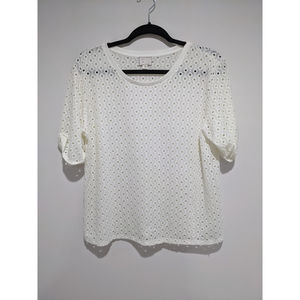 Postmark Anthropologie White Short Sleeve Top Size Small